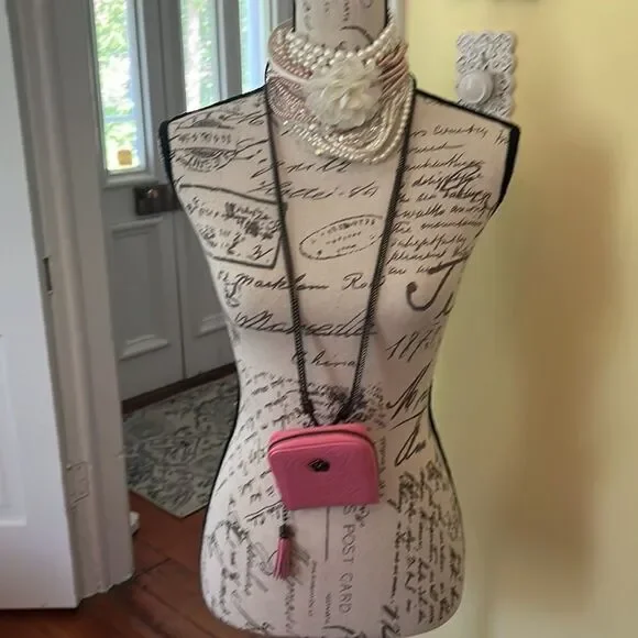 Pink *Camellia* Mini WOC DIY Tassel Card Case Wallet Necklace Chain NEW DIY - Picture 3 of 16